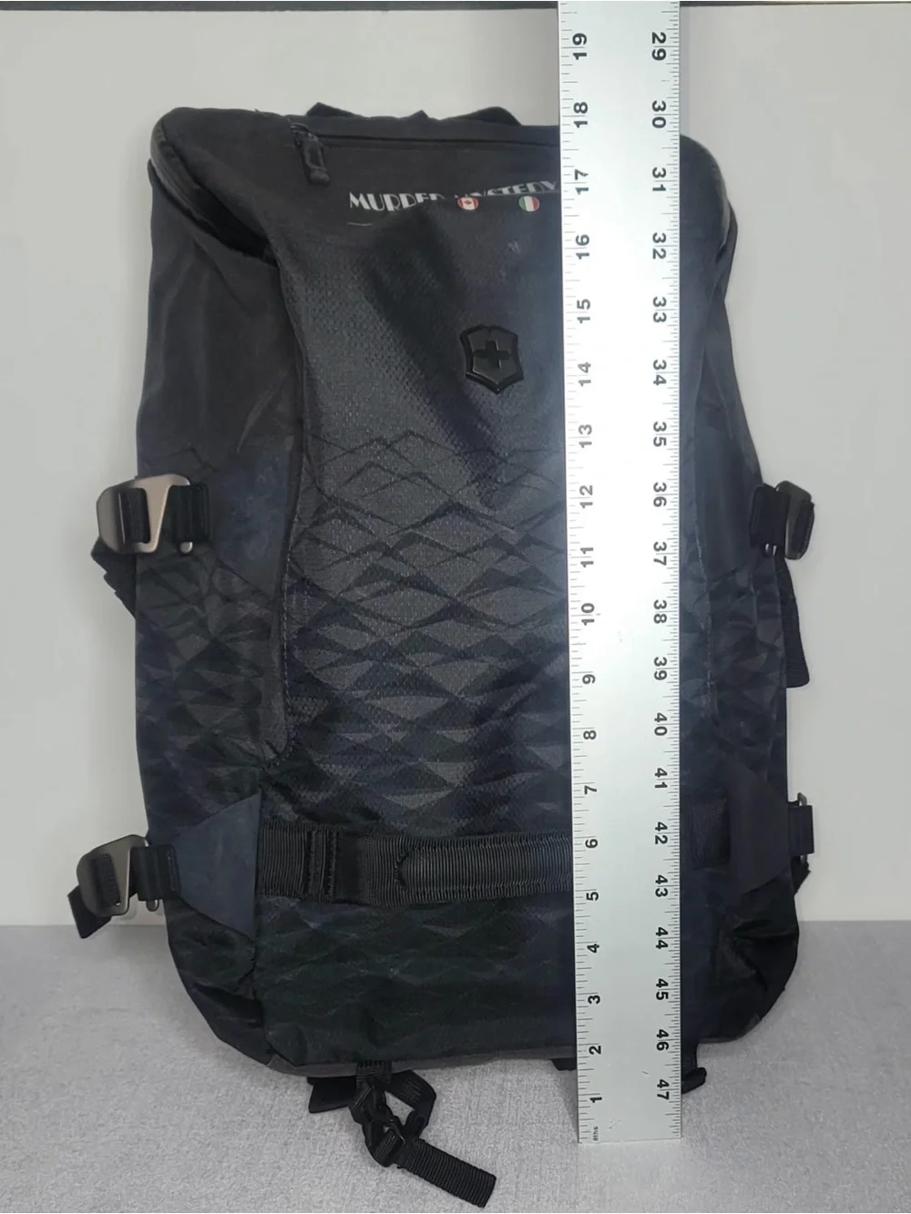 Victorinox Black Quilted Front Backpack with Compression Straps